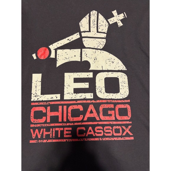 Port & CO. Leo Chicago White Cassox V-Neck Graphic T-Shirt Black Womens L VTG - Picture 2 of 7